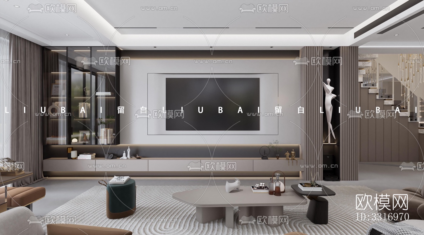 现代客厅效果图下载（渲染图5）