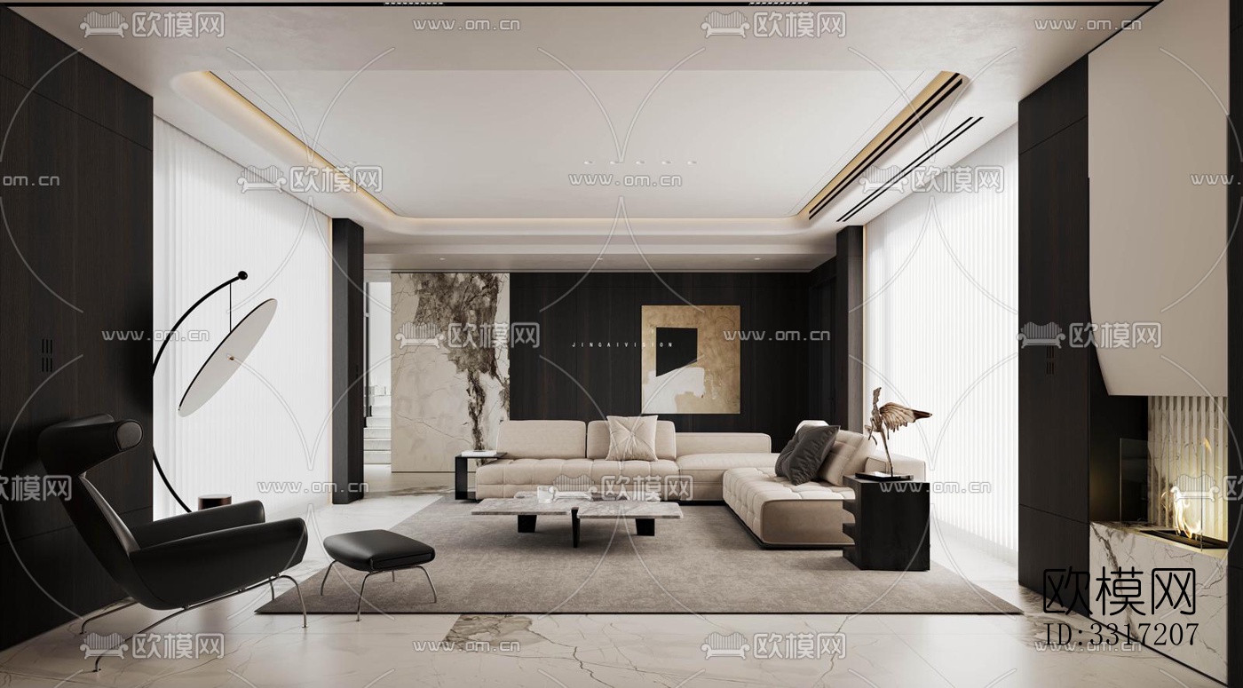 现代客厅效果图下载（渲染图7）