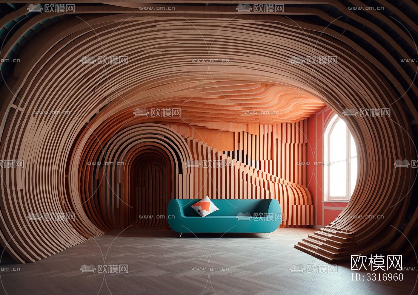 现代客厅效果图下载（渲染图4）