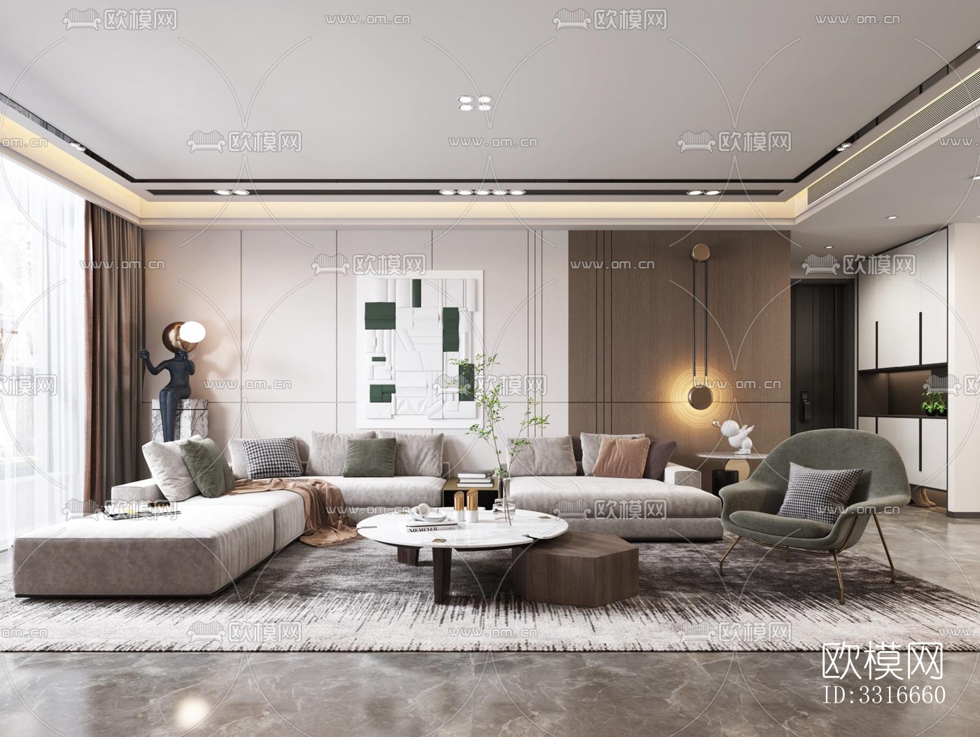 现代客厅效果图下载（渲染图19）