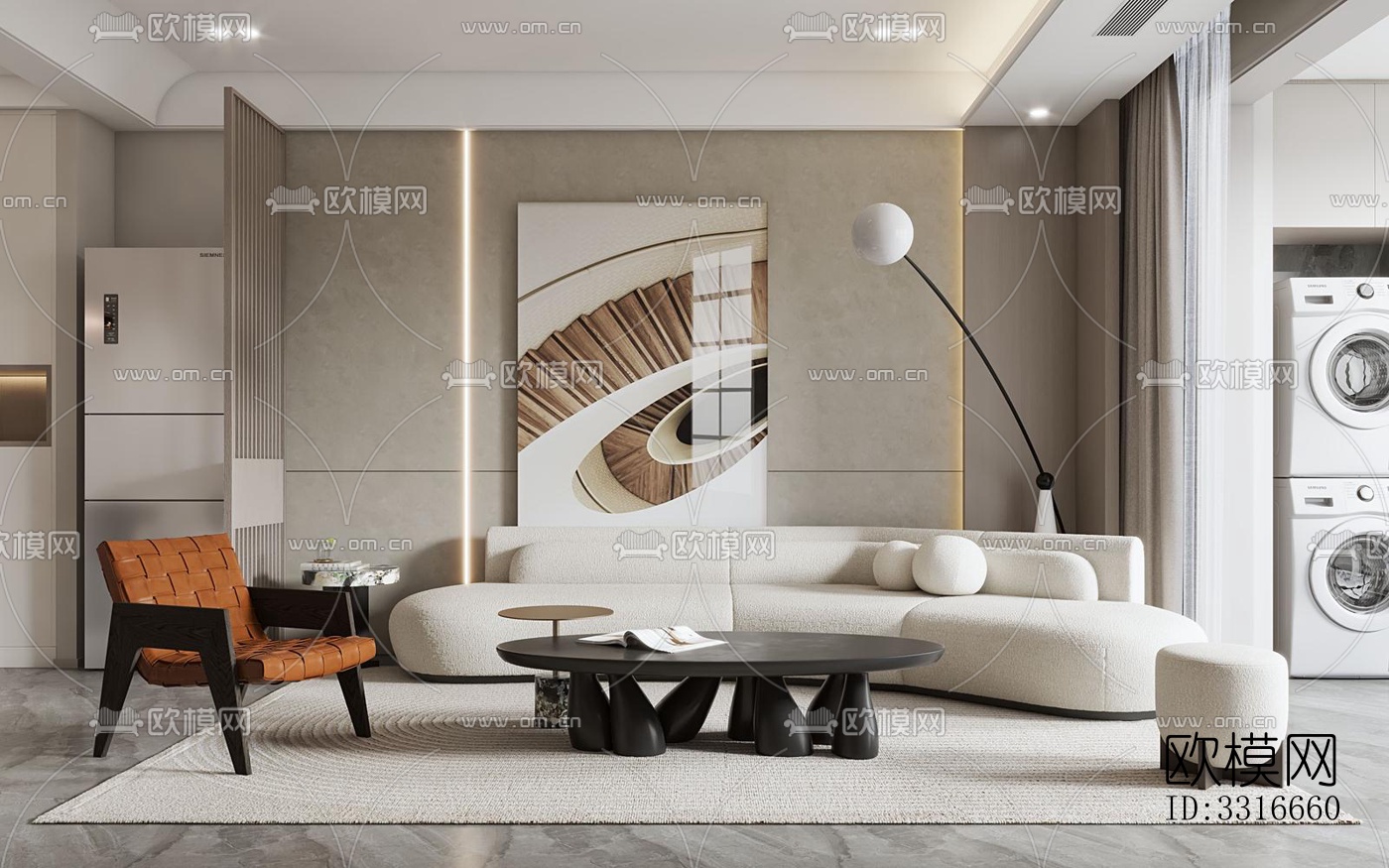 现代客厅效果图下载（渲染图10）