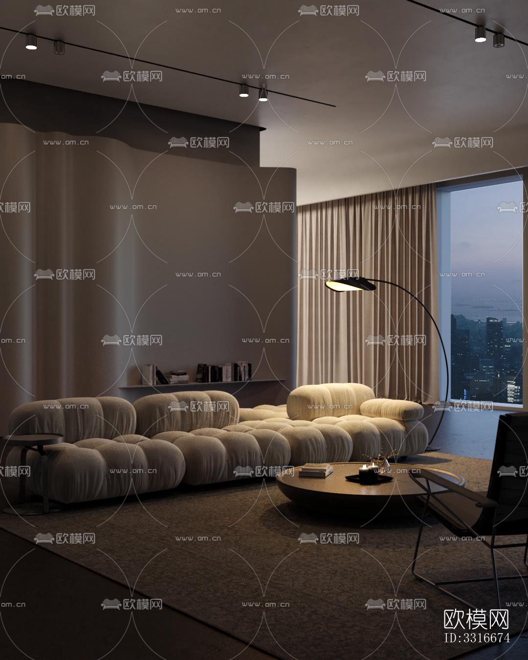 现代客厅效果图下载（渲染图6）