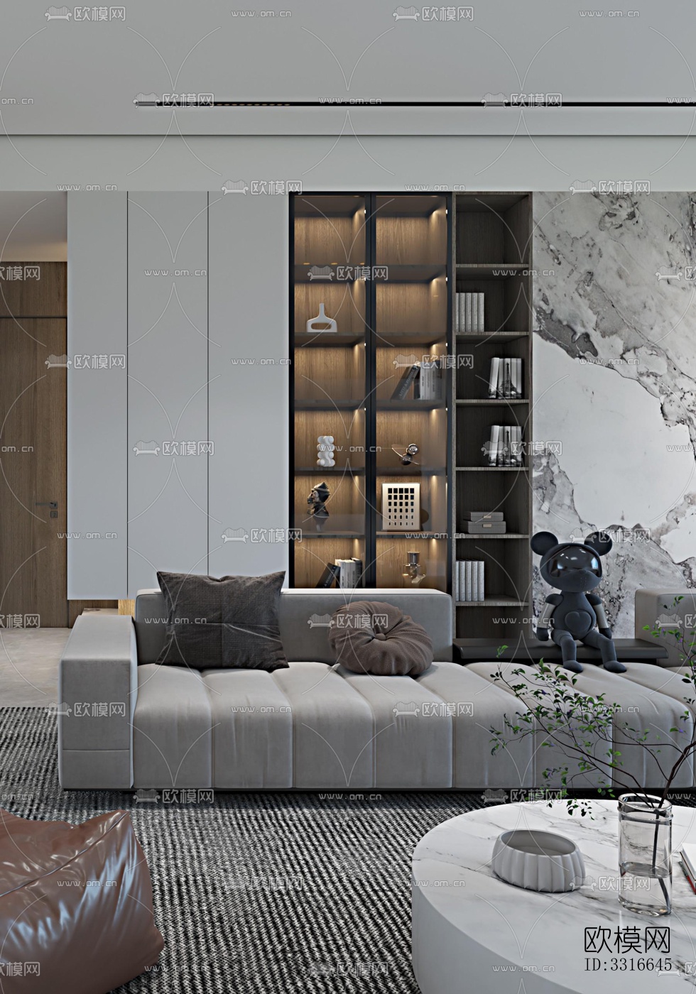 现代客厅效果图下载（渲染图3）