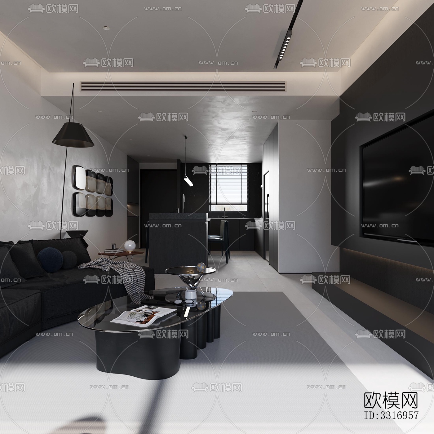 现代客厅效果图下载（渲染图3）