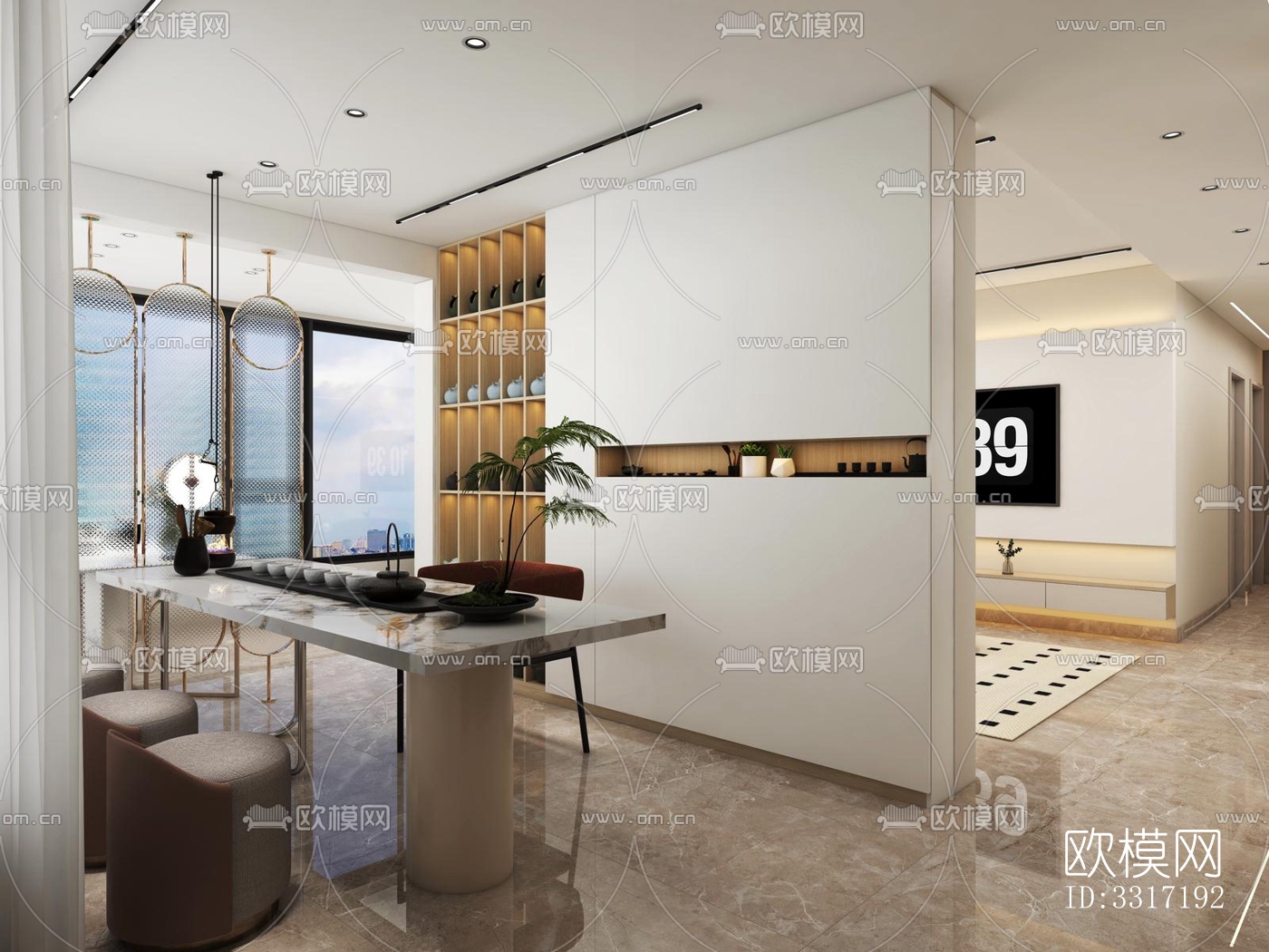 现代客厅效果图下载（渲染图3）