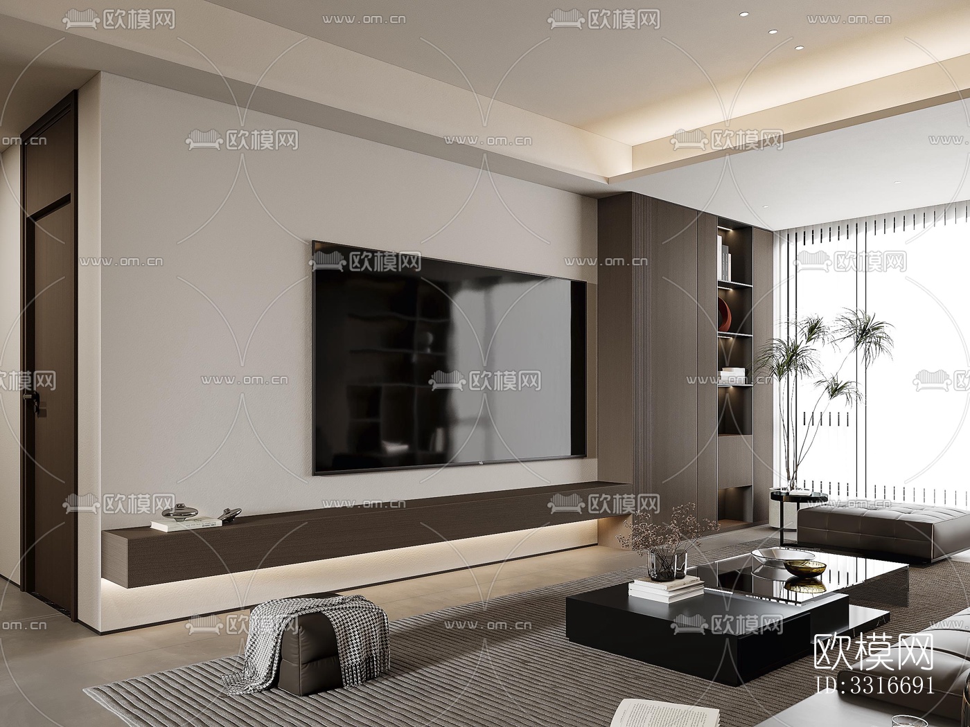 现代客厅效果图下载（渲染图5）