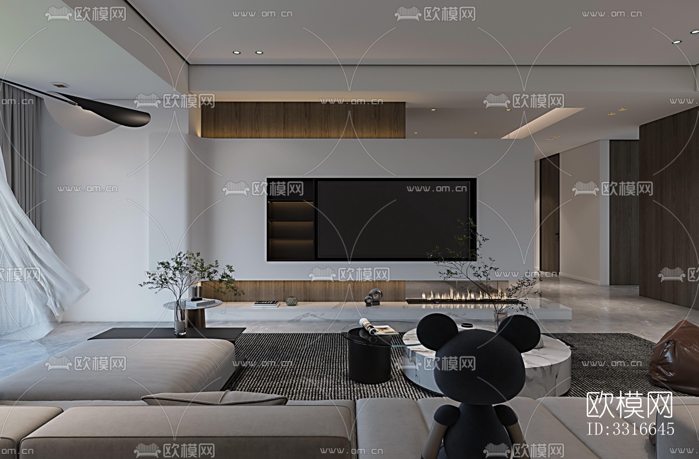 现代客厅效果图下载（渲染图5）