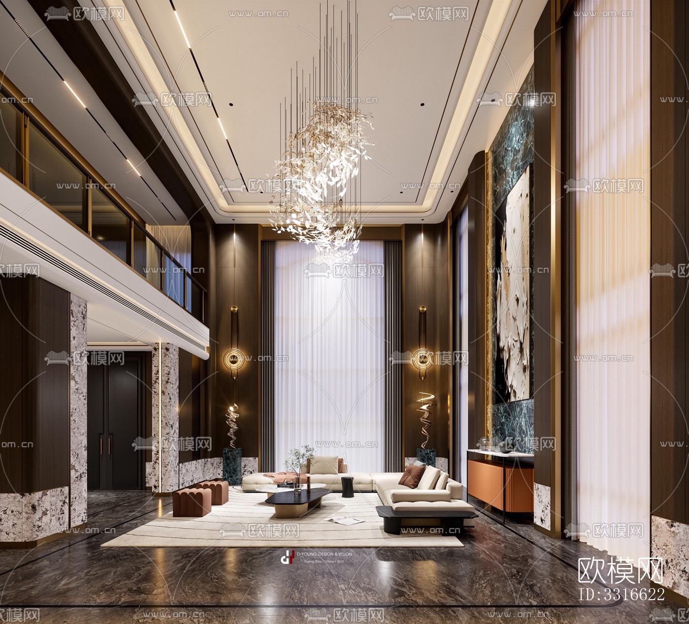 现代客厅效果图下载（渲染图1）