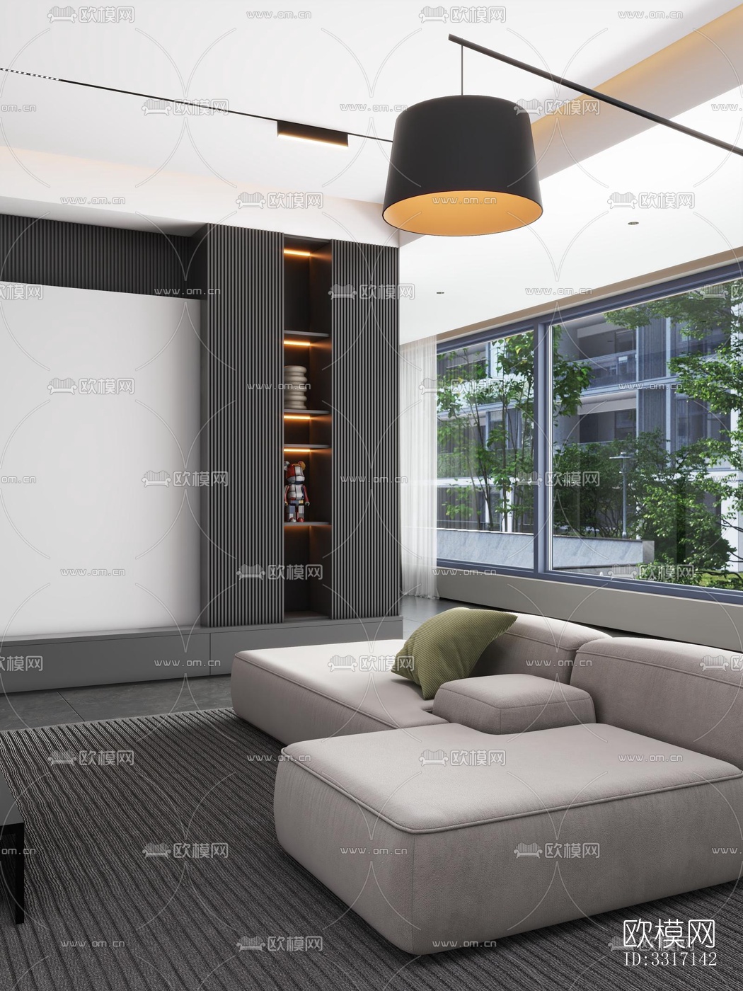 现代客厅效果图下载（渲染图5）