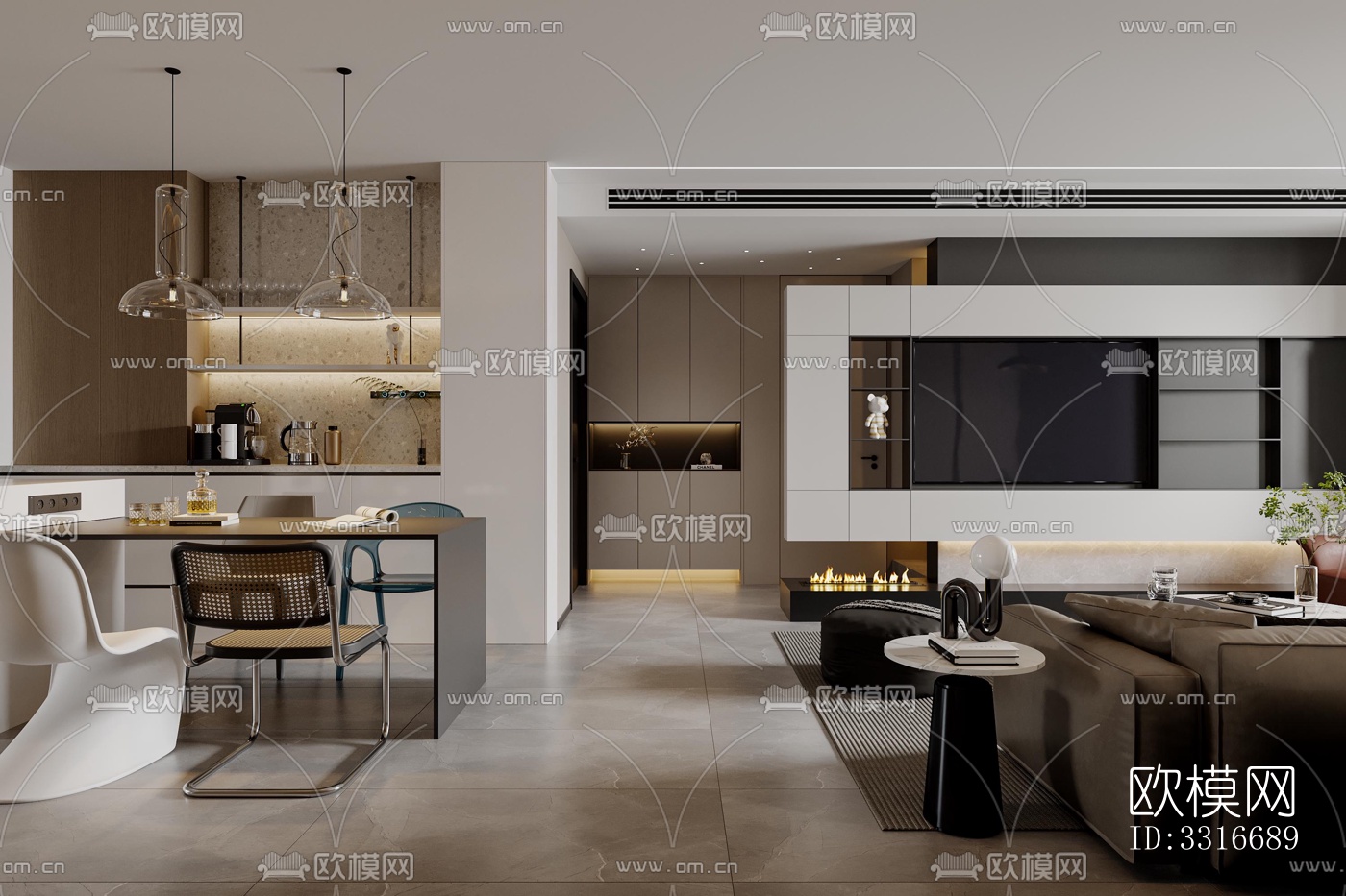 现代客厅效果图下载（渲染图7）