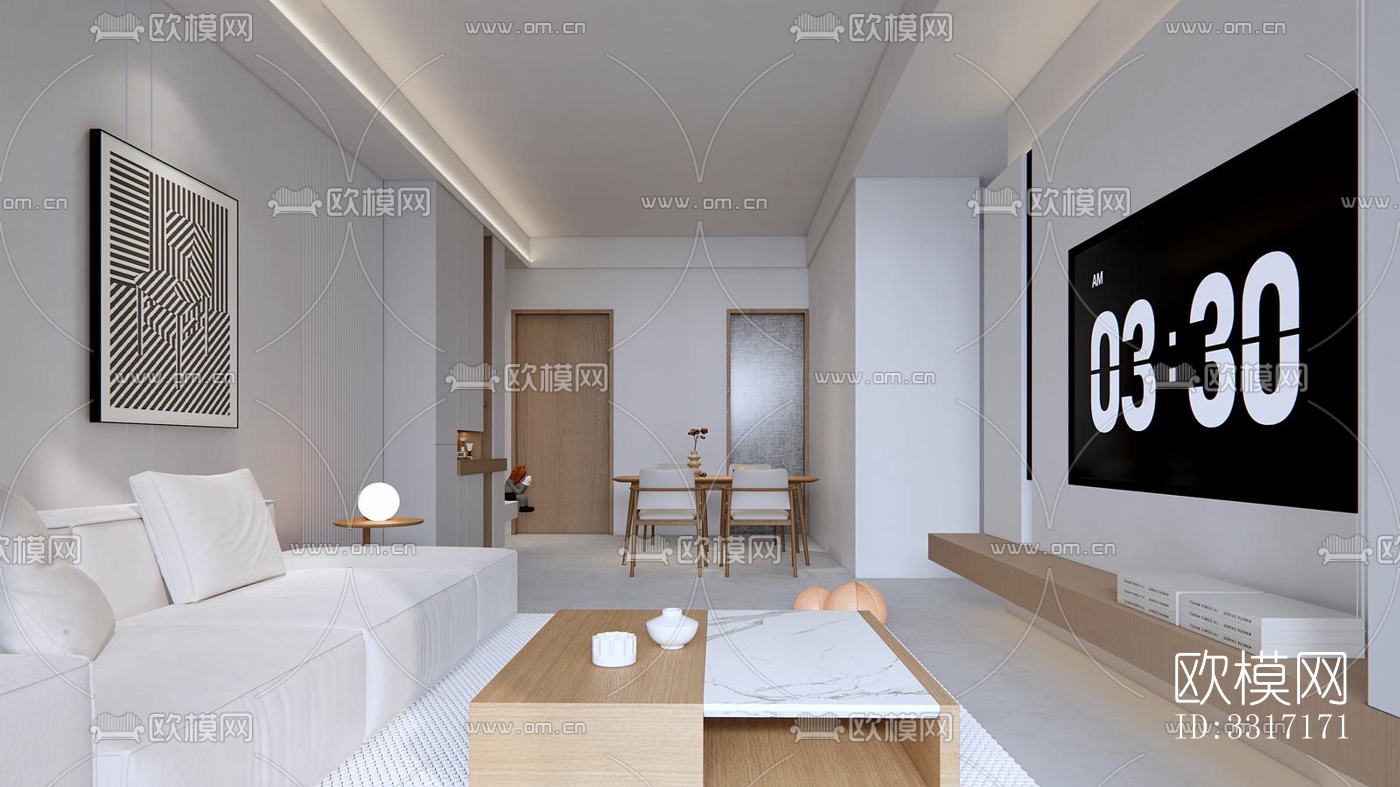 现代客厅效果图下载（渲染图2）