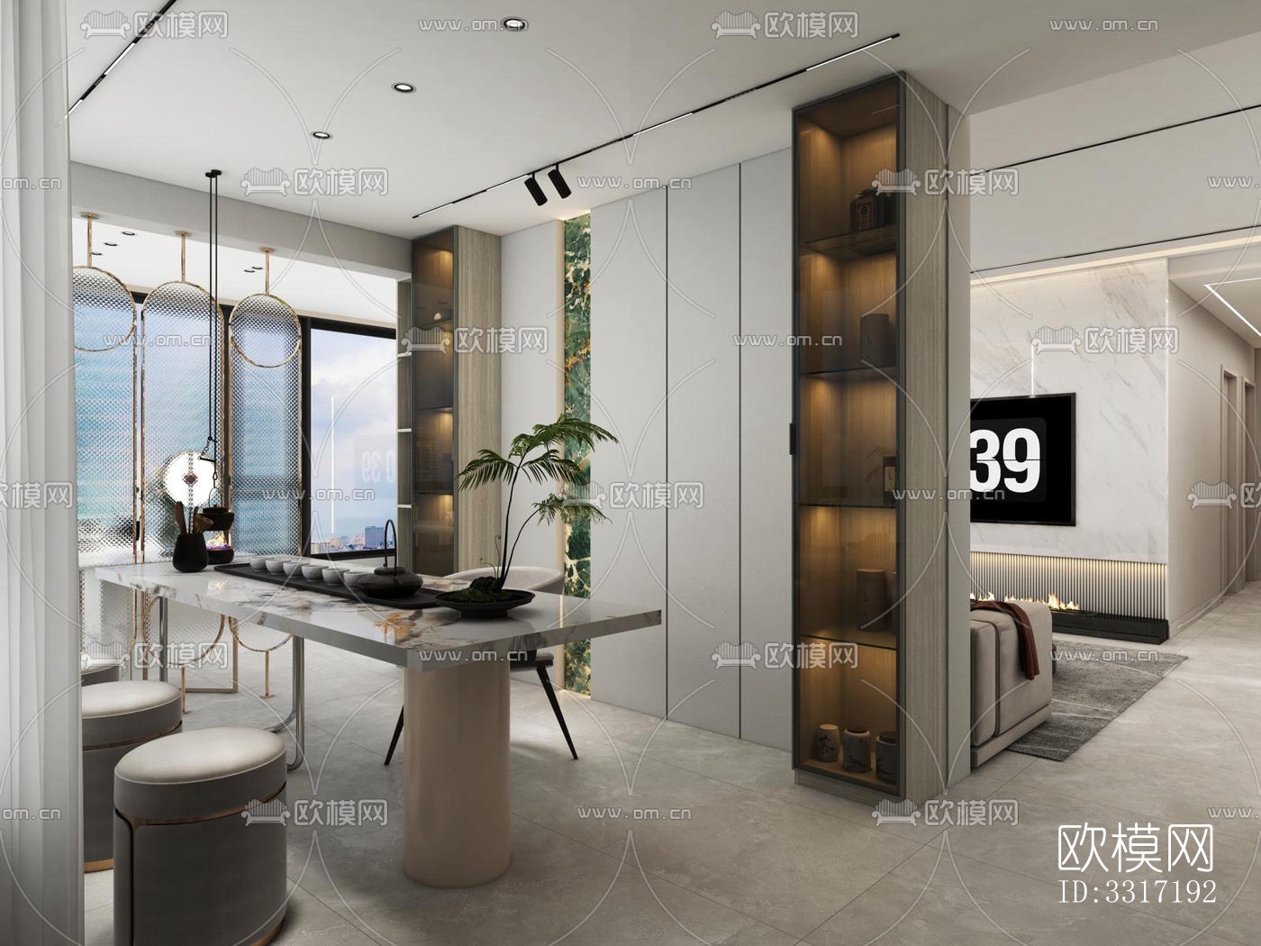 现代客厅效果图下载（渲染图7）