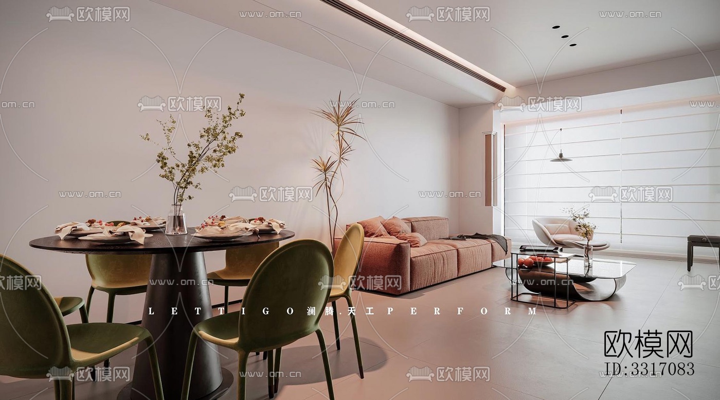 现代客厅效果图下载（渲染图3）