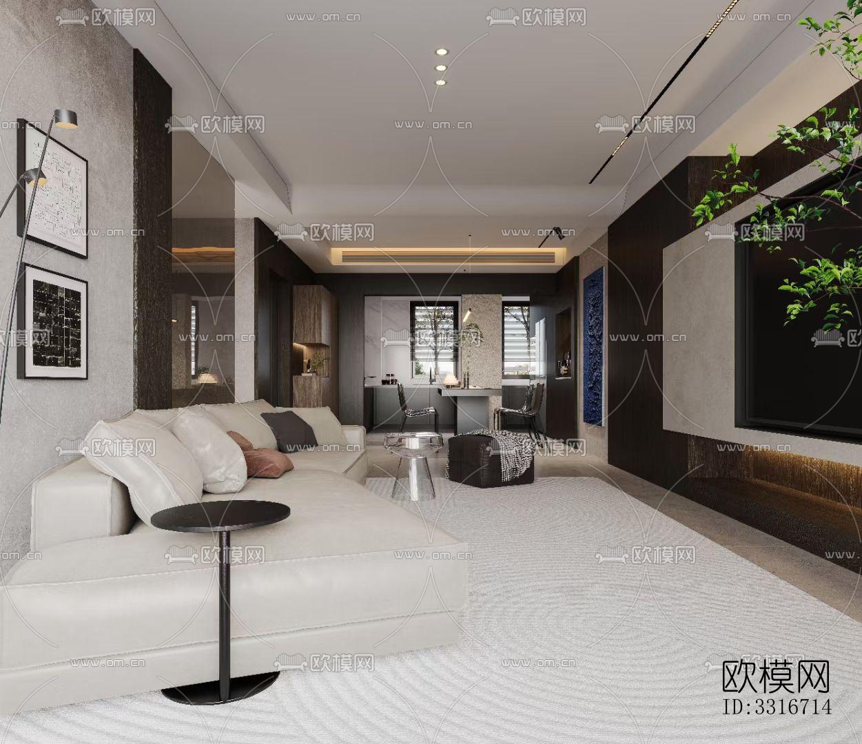 现代客厅效果图下载（渲染图5）