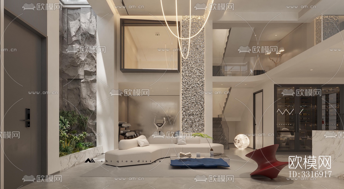 现代客厅效果图下载（渲染图3）