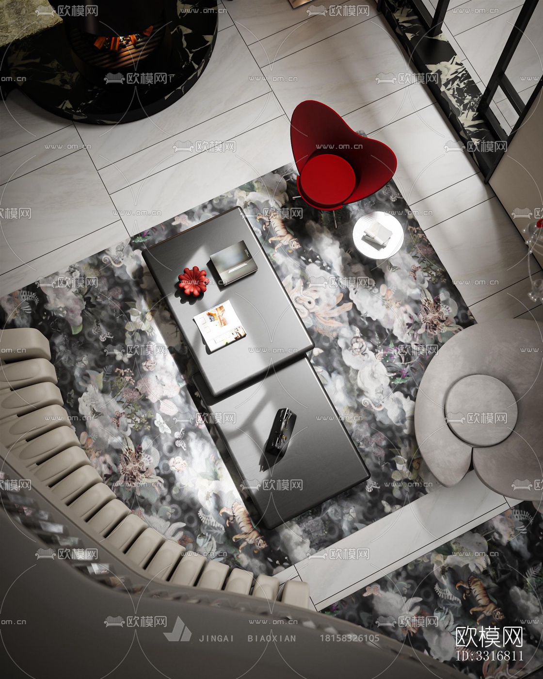 现代客厅效果图下载（渲染图5）