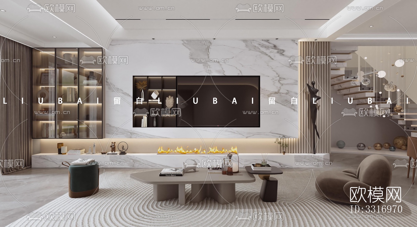 现代客厅效果图下载（渲染图6）