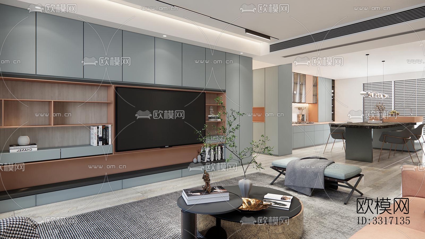 现代客厅效果图下载（渲染图3）