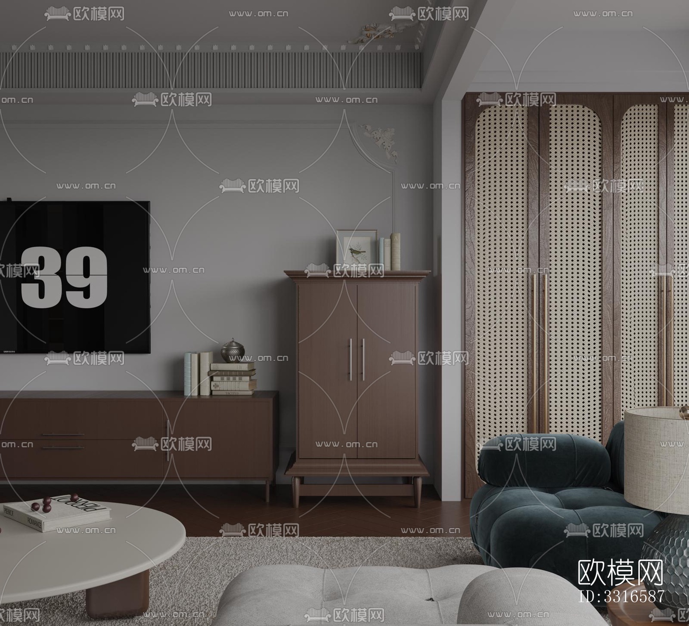 中古风客厅效果图下载（渲染图5）