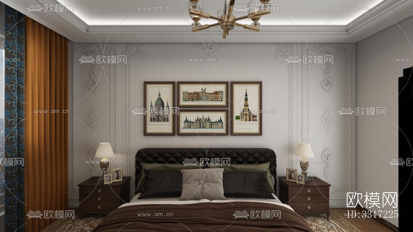 美式客厅效果图下载（渲染图5）