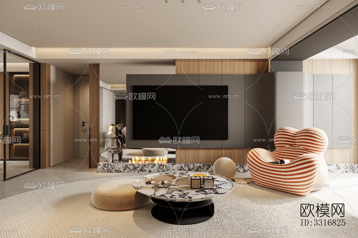 现代客厅效果图下载（渲染图2）