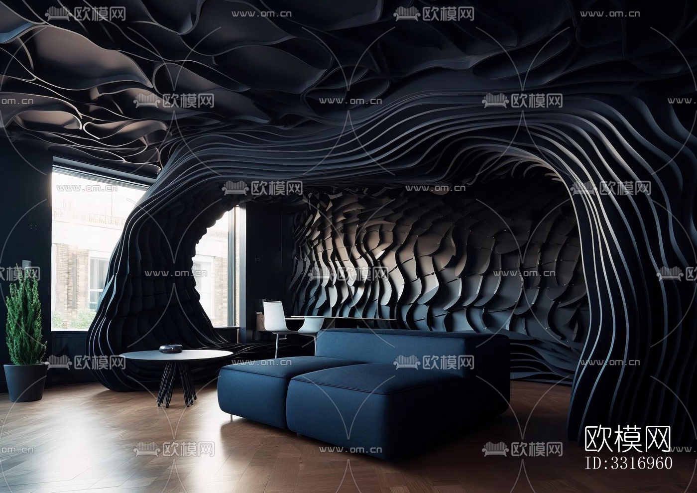 现代客厅效果图下载（渲染图3）