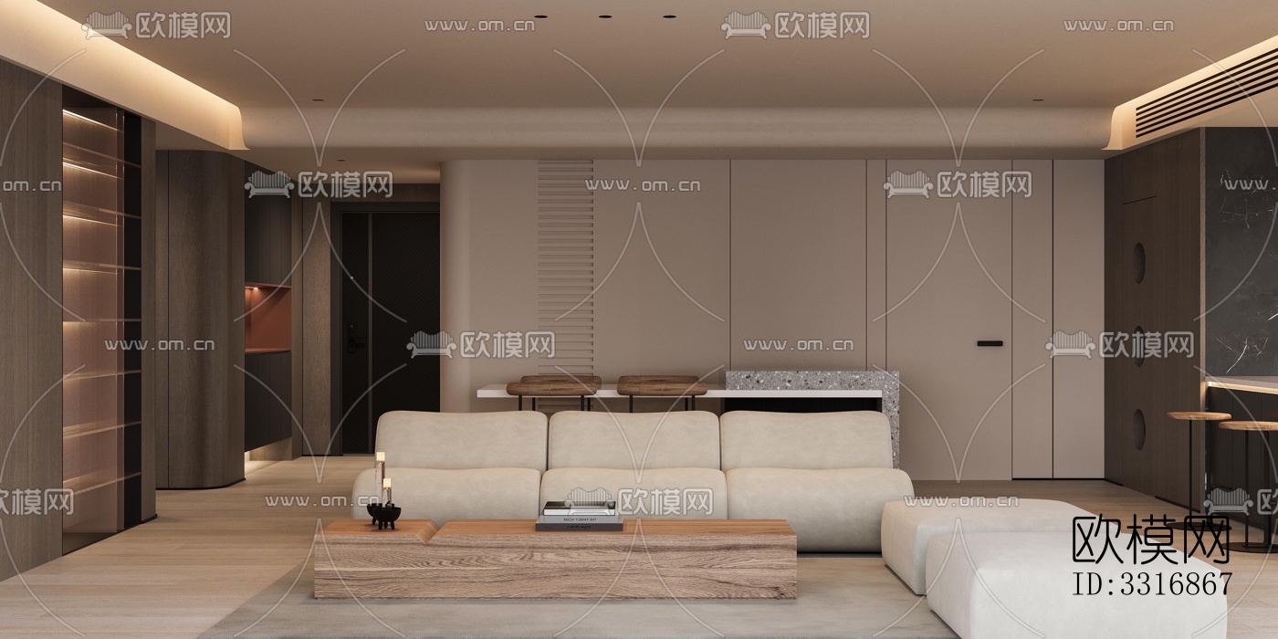 现代客厅效果图下载（渲染图2）