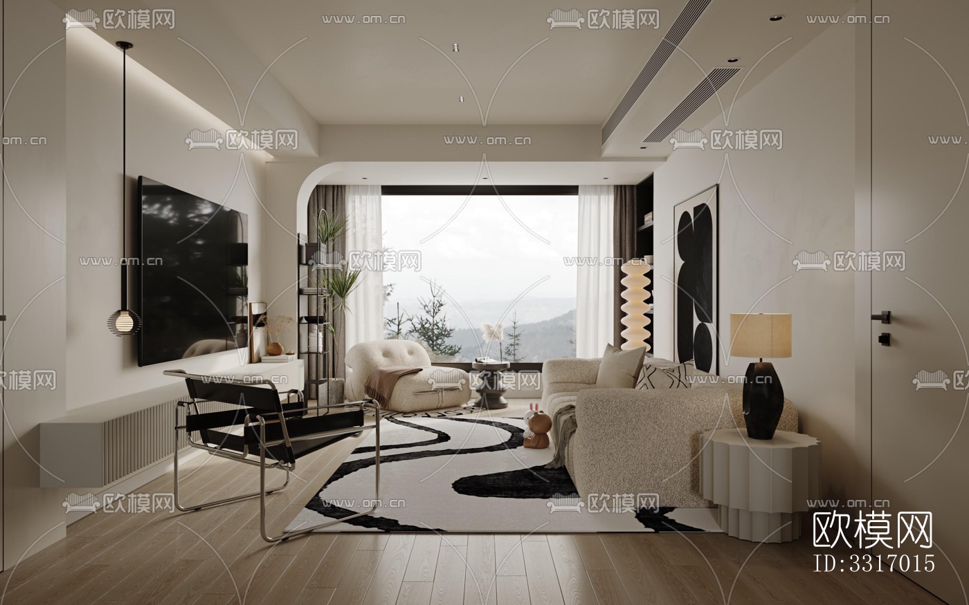 现代客厅效果图下载（渲染图8）