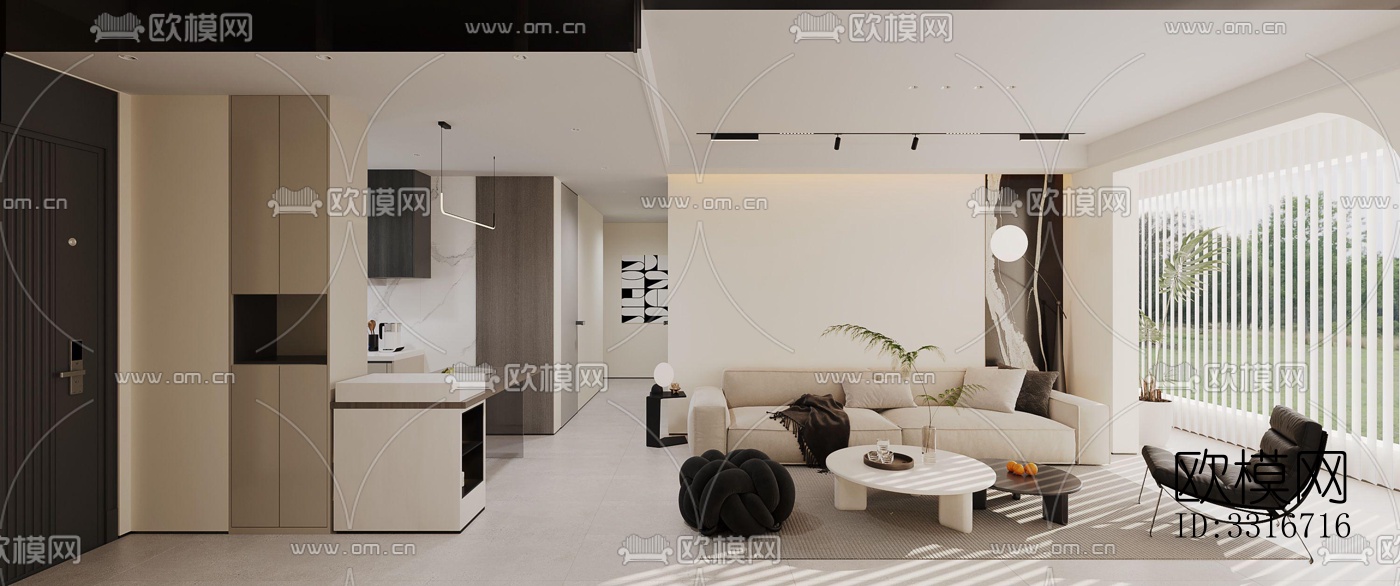 现代客厅效果图下载（渲染图2）
