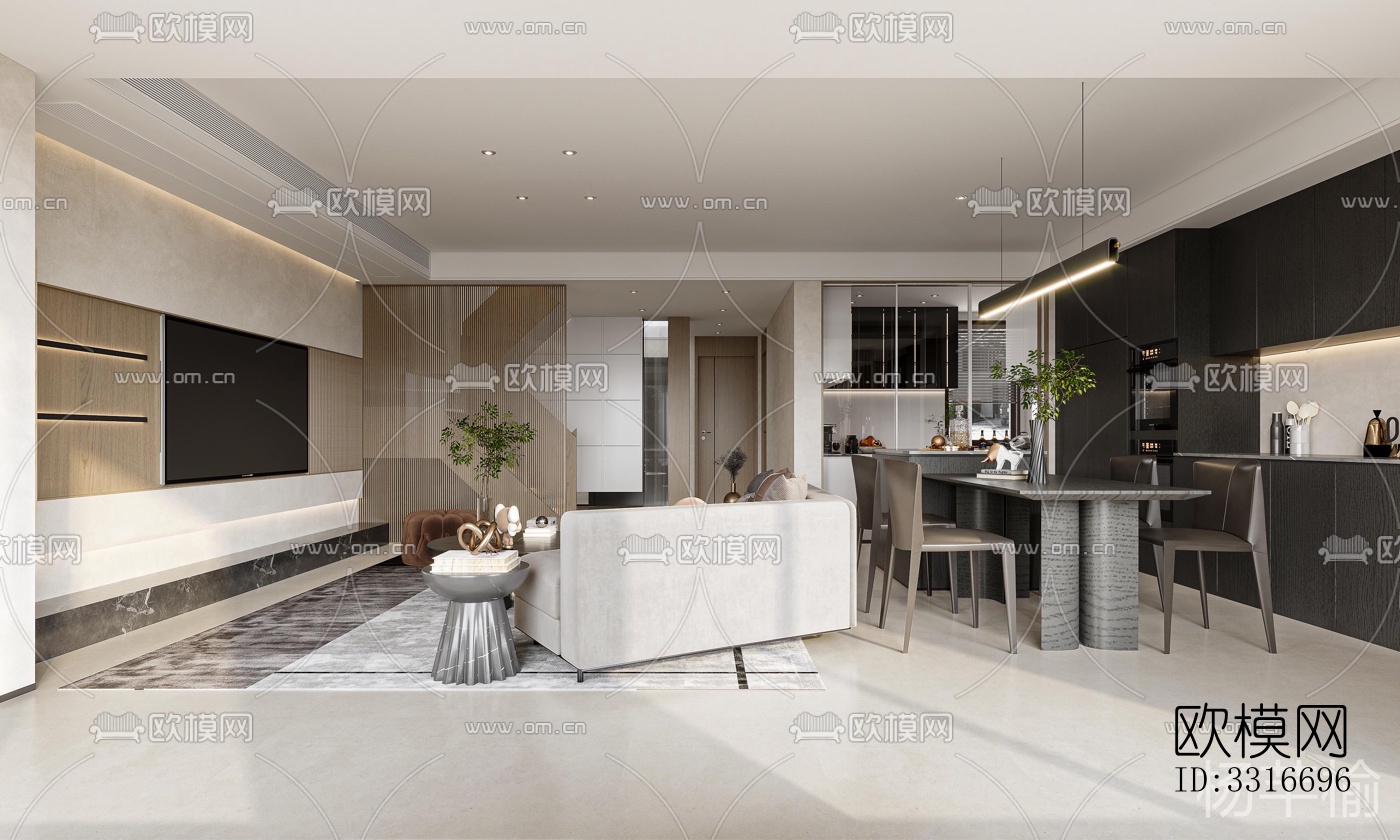 现代客厅效果图下载（渲染图2）