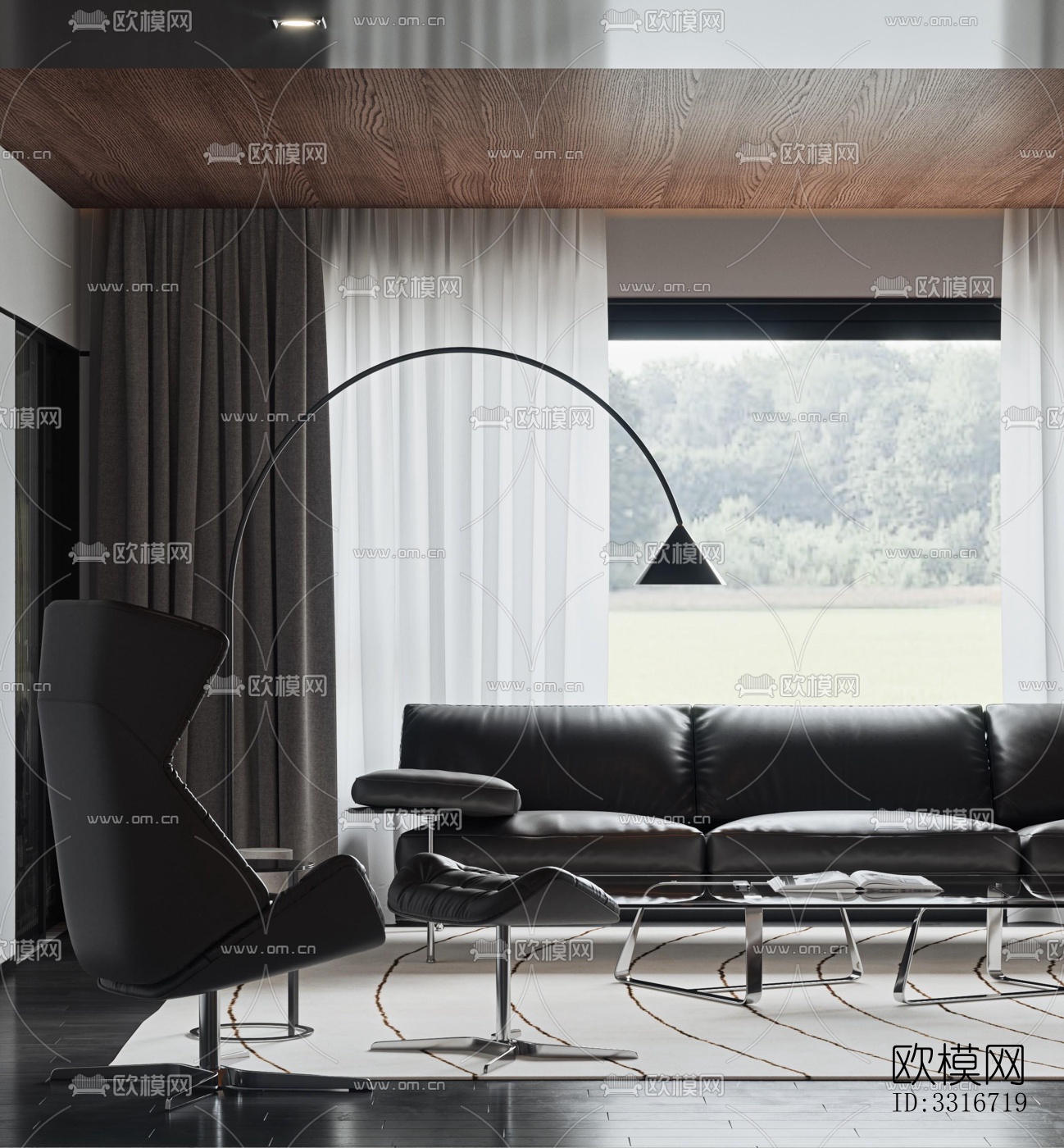 现代客厅效果图下载（渲染图11）