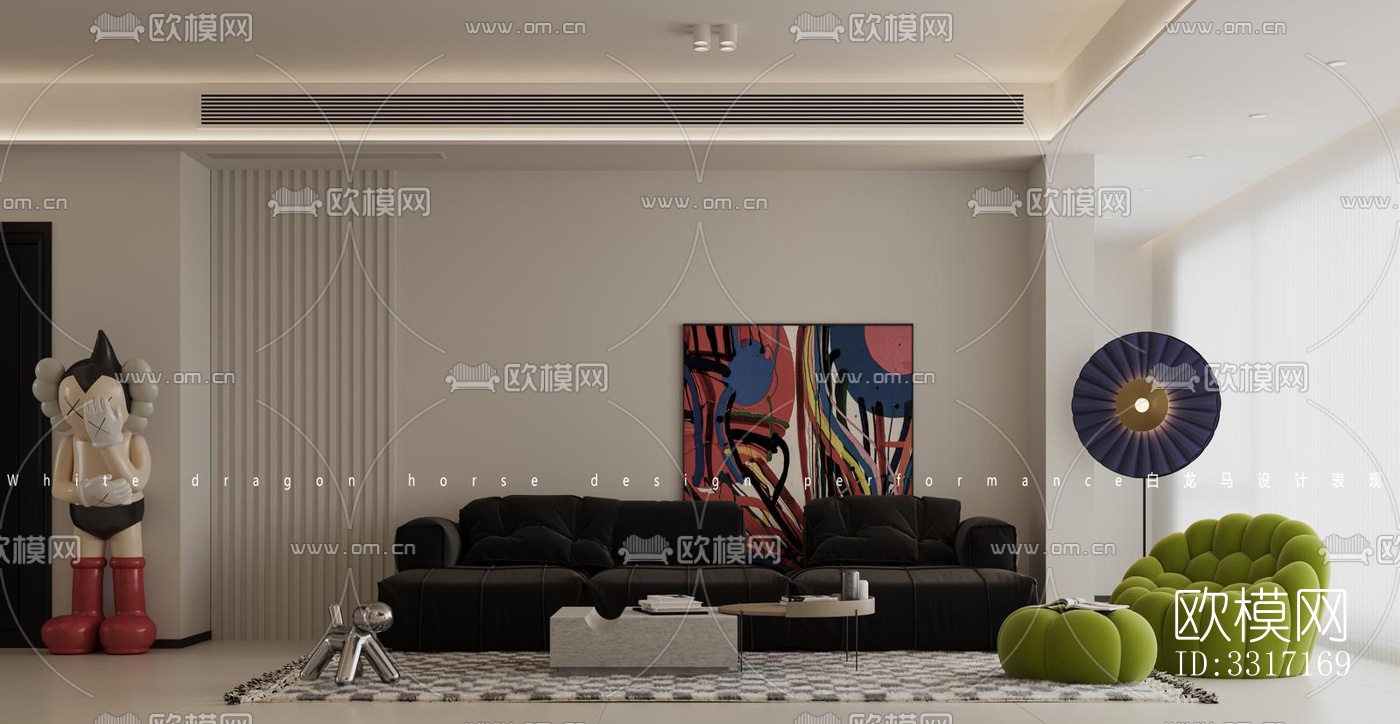 现代客厅效果图下载（渲染图3）