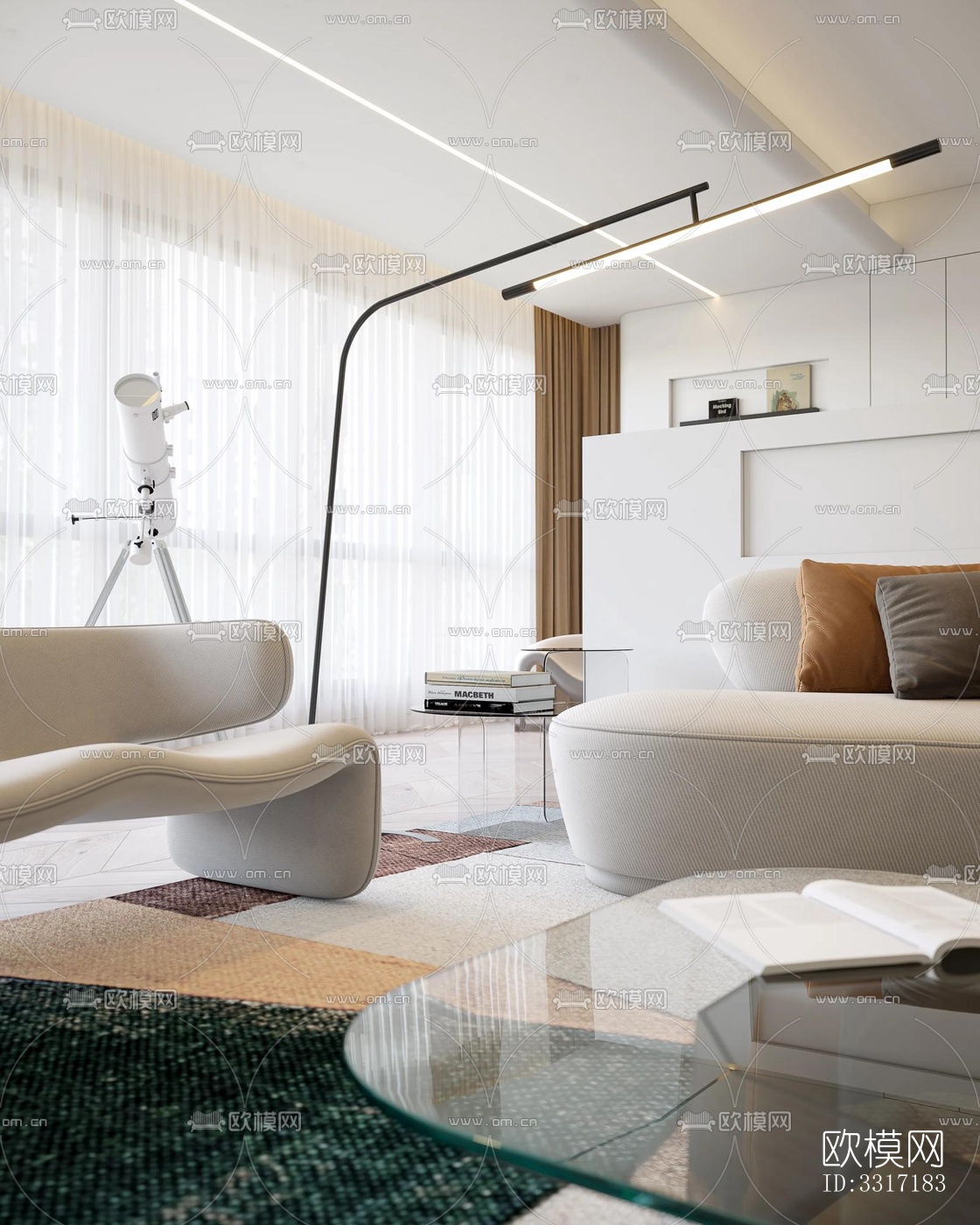 现代客厅效果图下载（渲染图4）