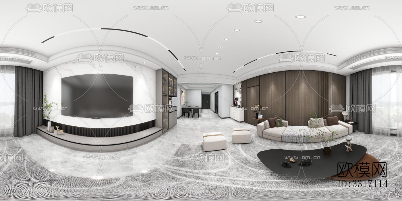 现代客厅效果图下载（渲染图7）