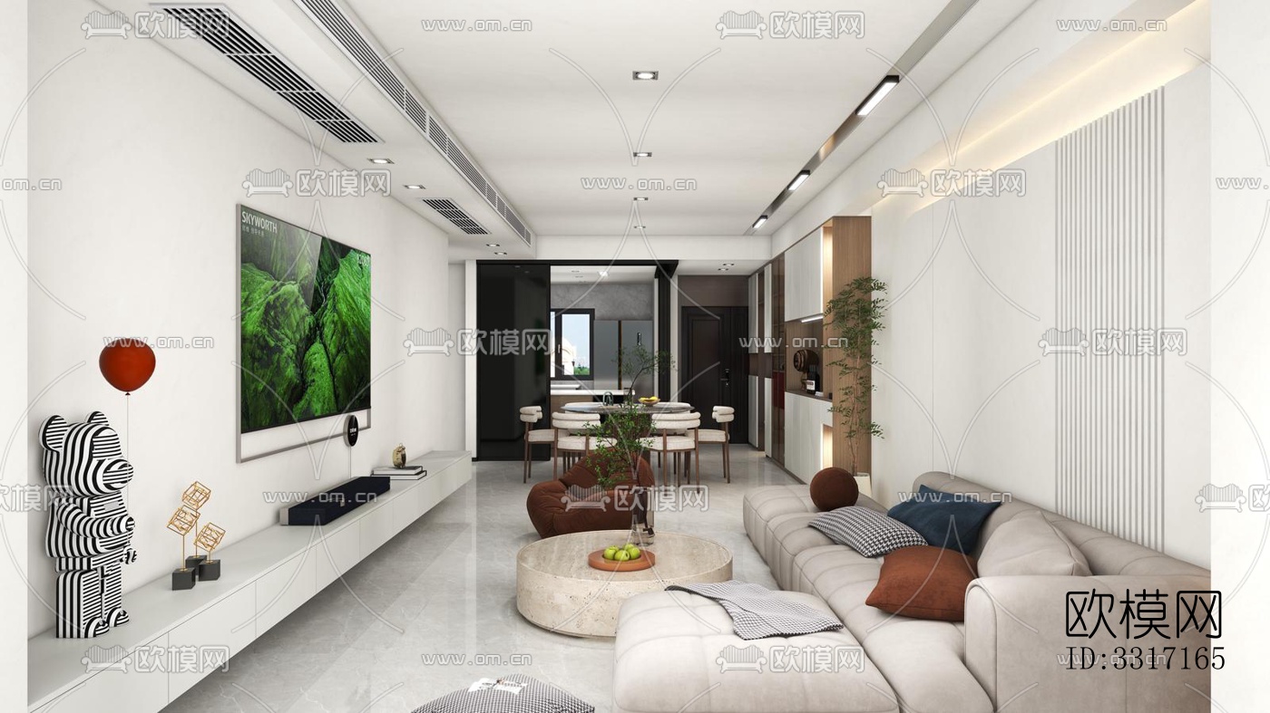现代客厅效果图下载（渲染图2）