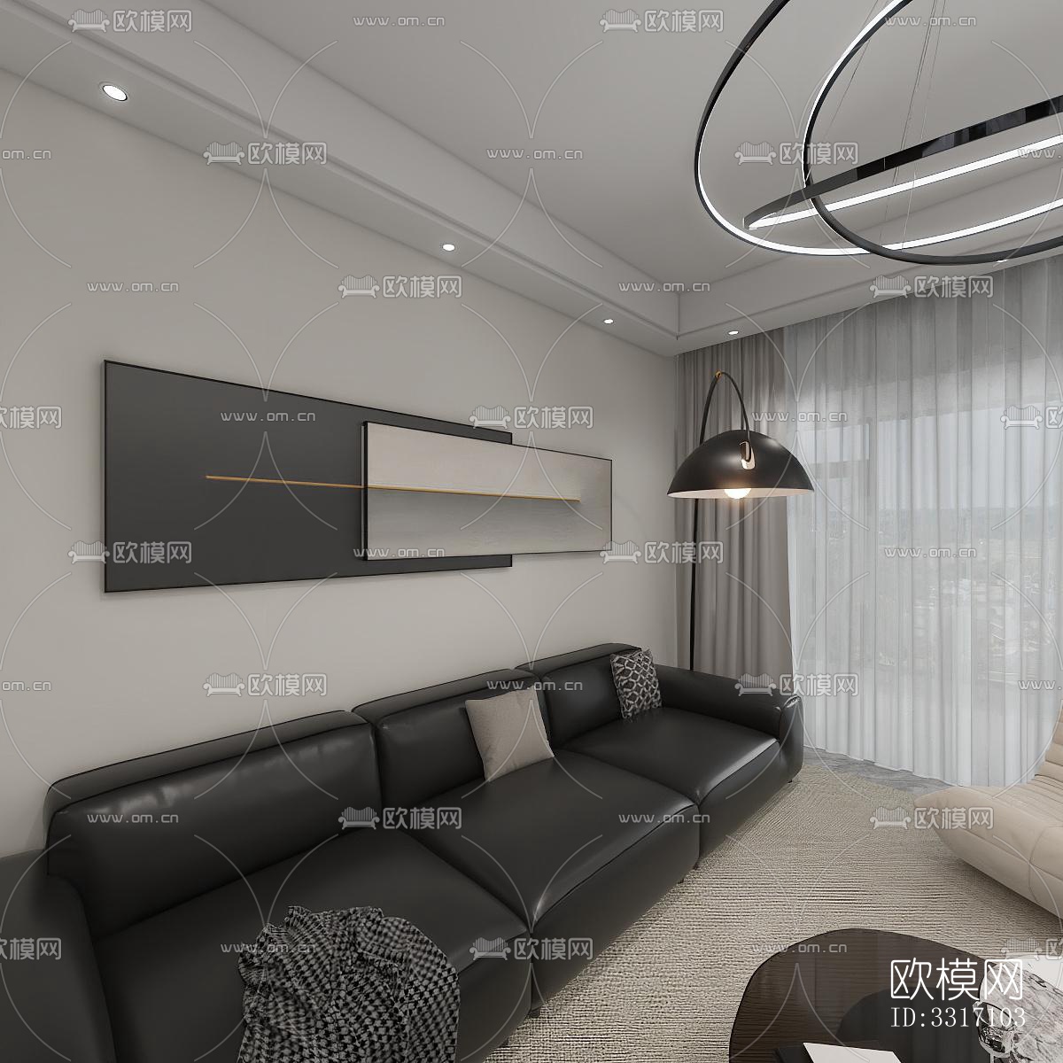 现代客厅效果图下载（渲染图4）