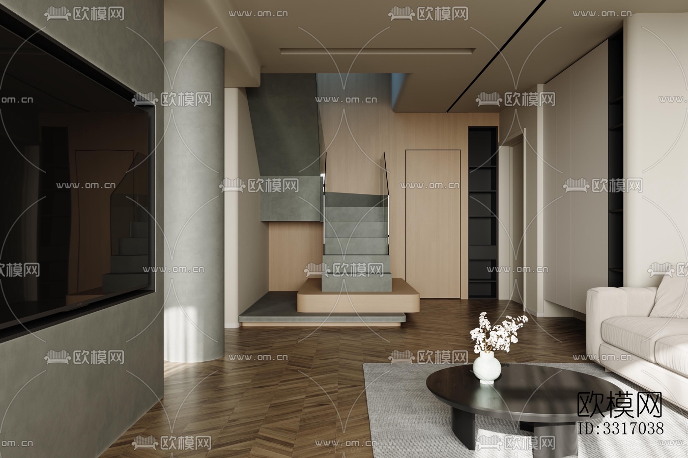 现代客厅效果图下载（渲染图2）