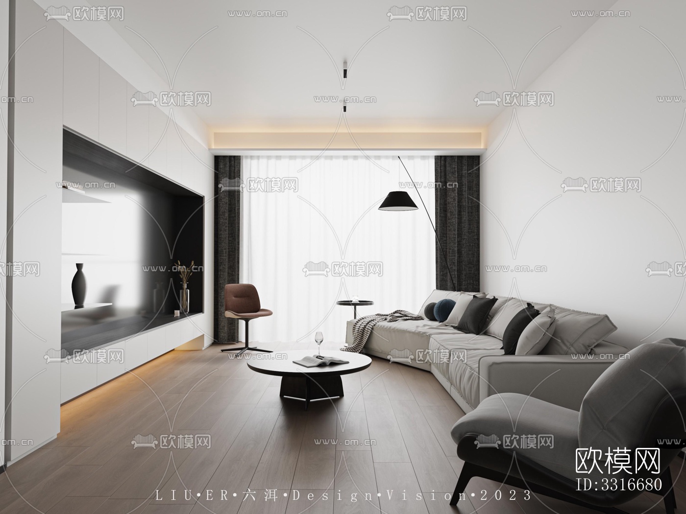现代客厅效果图下载（渲染图3）