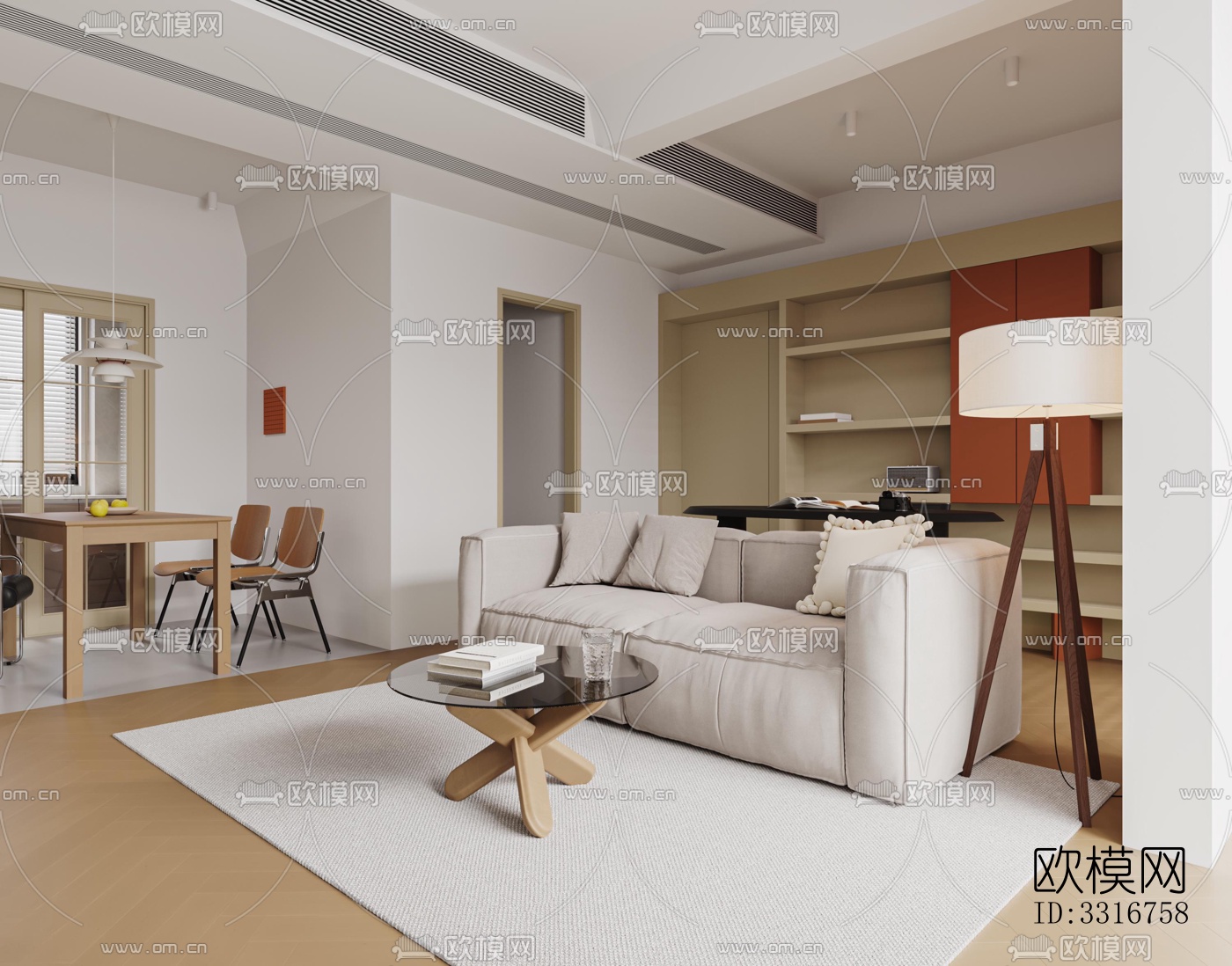 现代客厅效果图下载（渲染图5）