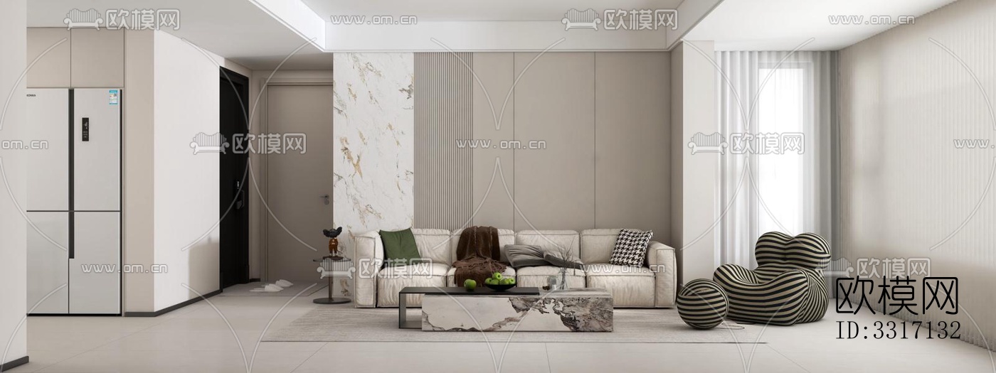 现代客厅效果图下载（渲染图4）