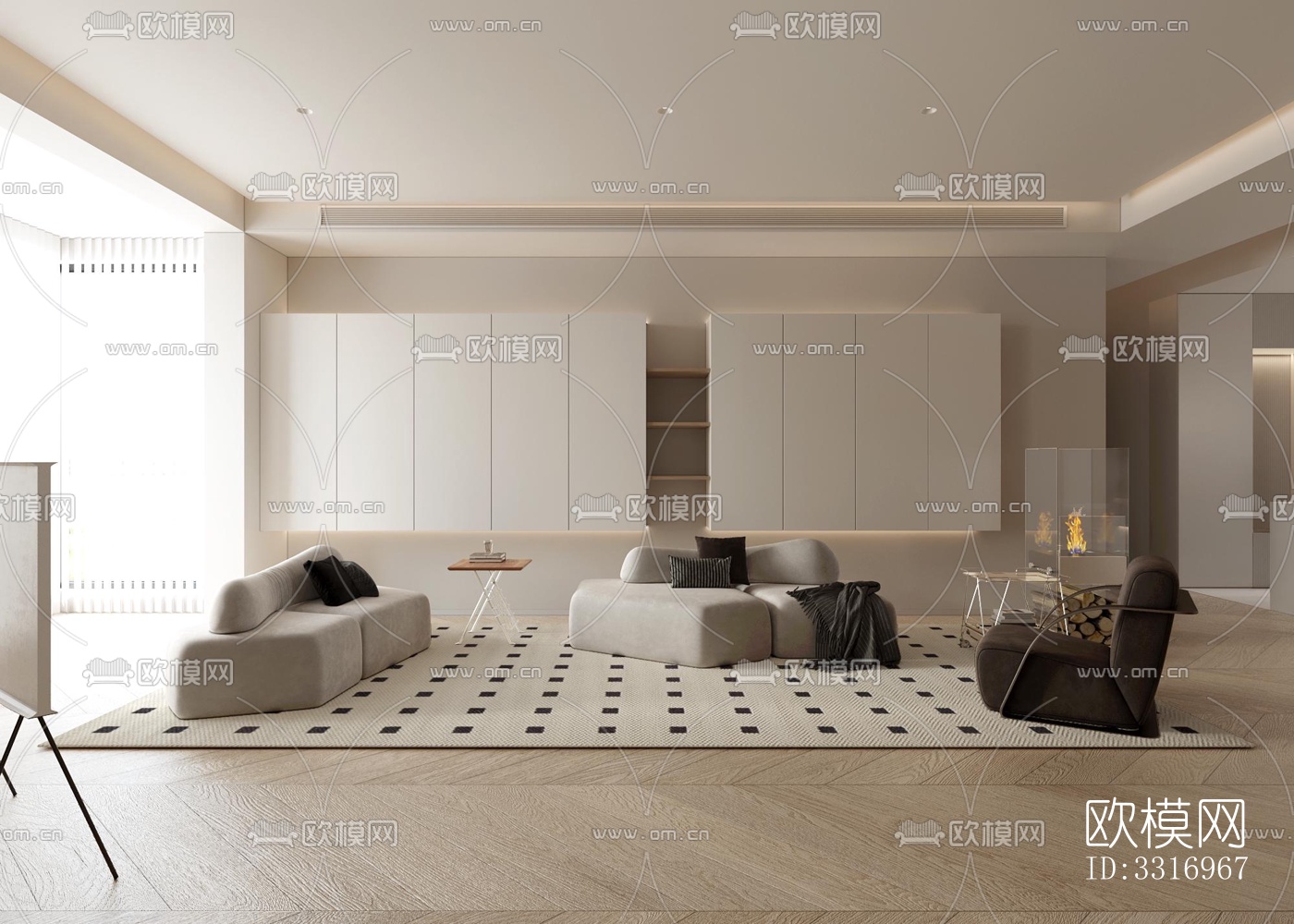 现代客厅效果图下载（渲染图1）