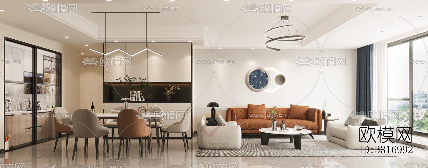 现代客厅效果图下载（渲染图5）