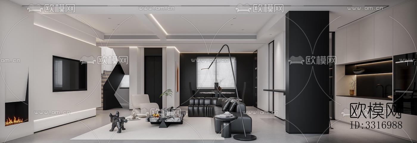 现代客厅效果图下载（渲染图2）