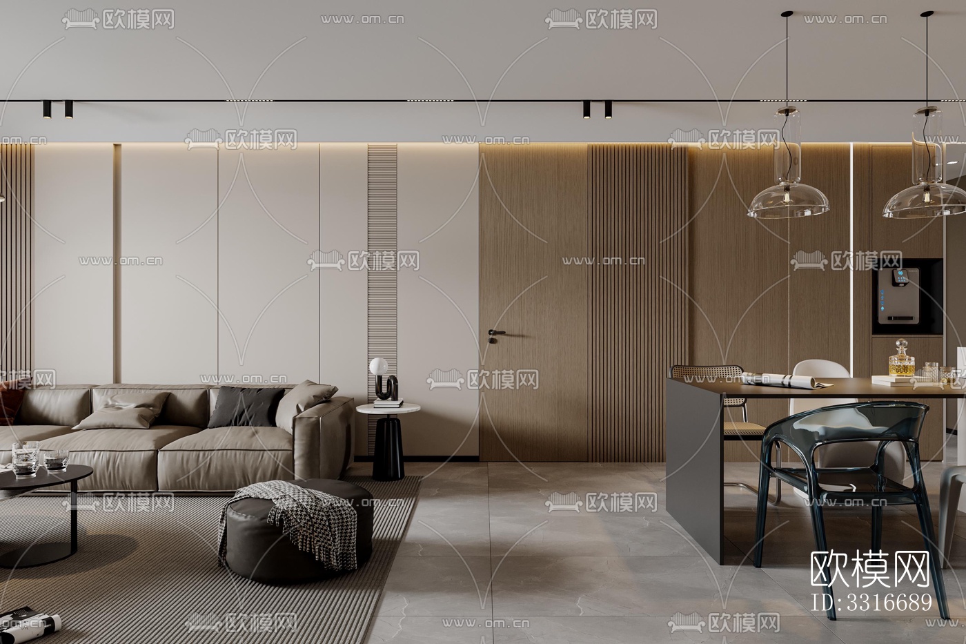 现代客厅效果图下载（渲染图3）