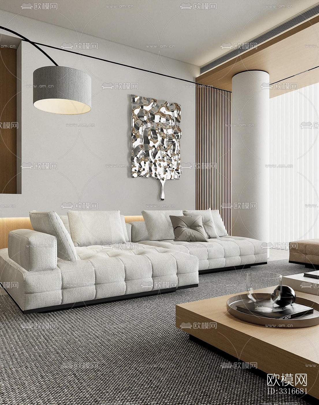 现代客厅效果图下载（渲染图3）