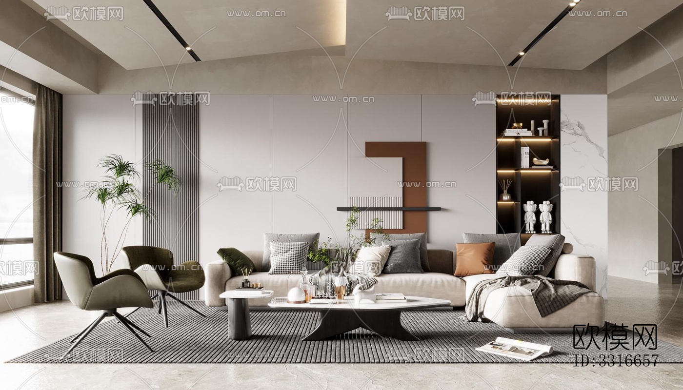 现代客厅效果图下载（渲染图8）