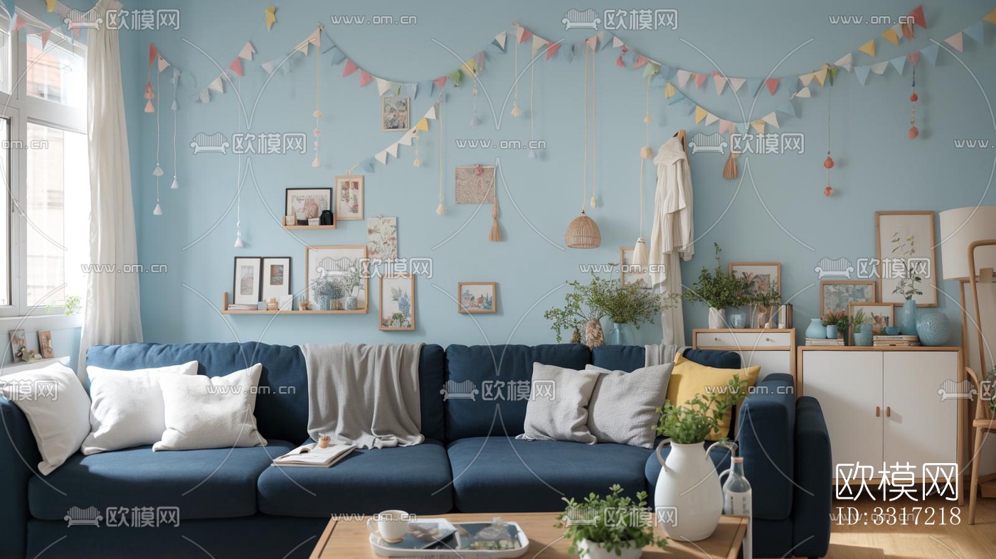 现代客厅效果图下载（渲染图5）