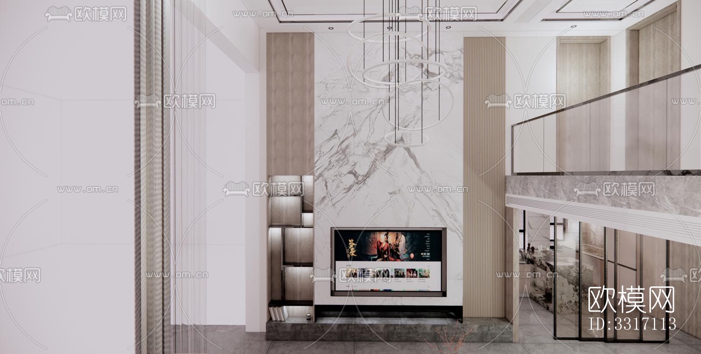 现代客厅效果图下载（渲染图4）