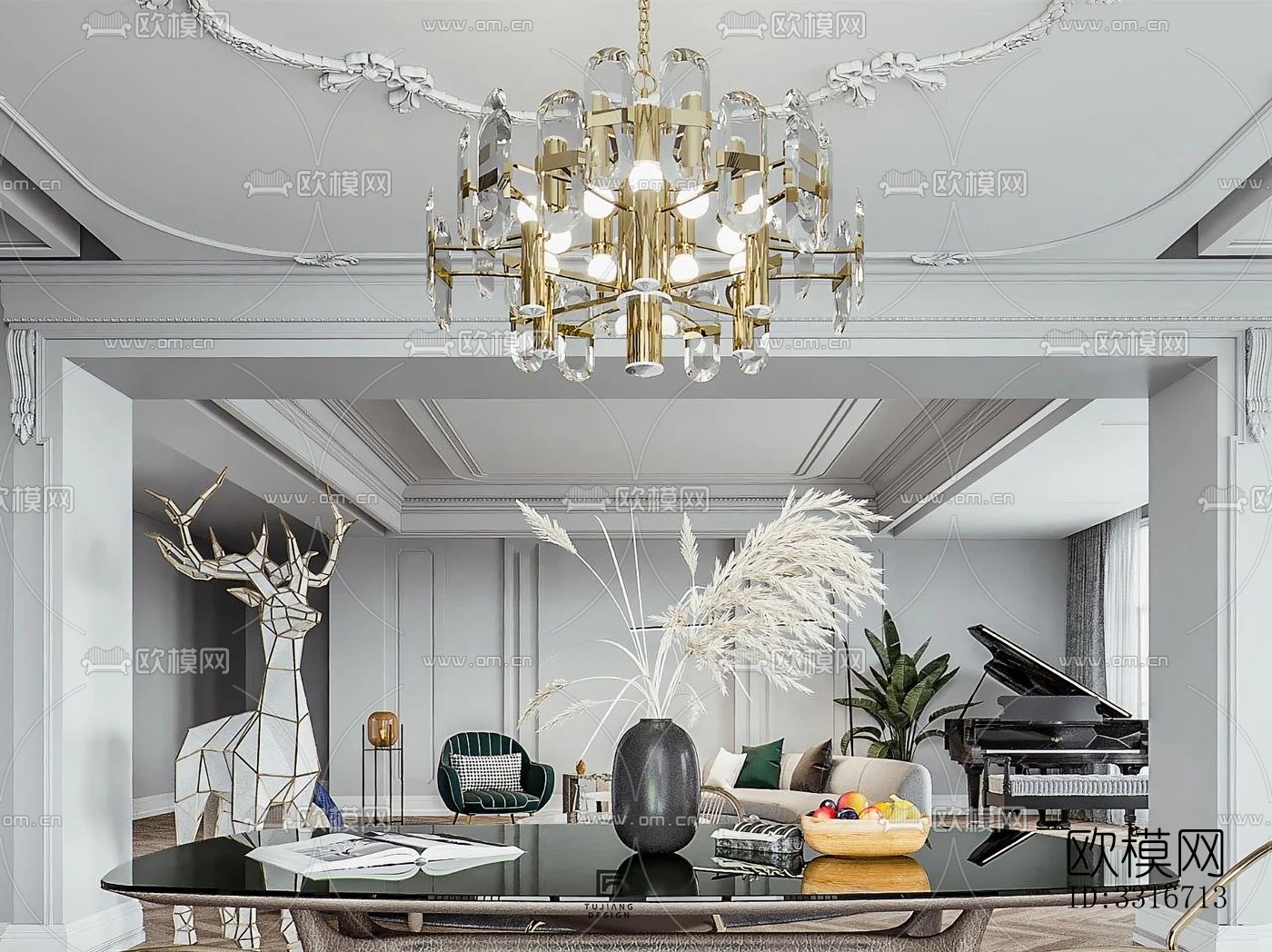 现代客厅效果图下载（渲染图7）