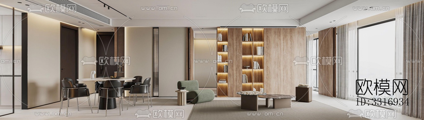 现代客厅效果图下载（渲染图8）